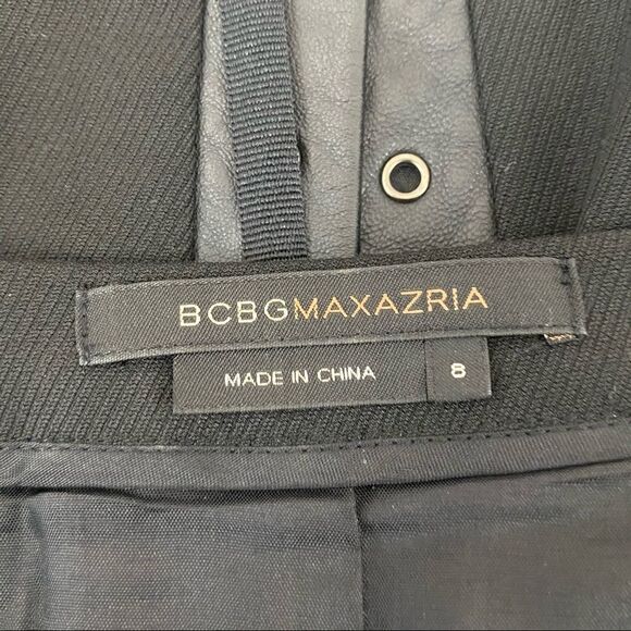 BCBGMaxAzria Leather Trimmed Black Lace Up Skirt - Picture 5 of 8